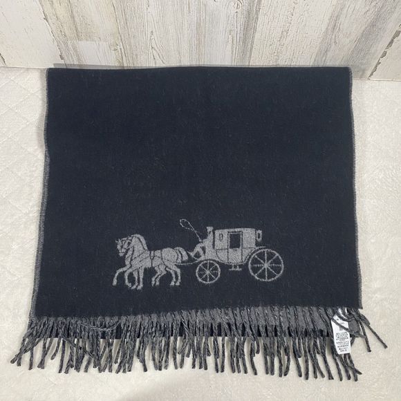 Coach Women's Horse & Carriage Double Face Oversized Muffler Wool Made in Italy - Picture 2 of 6
